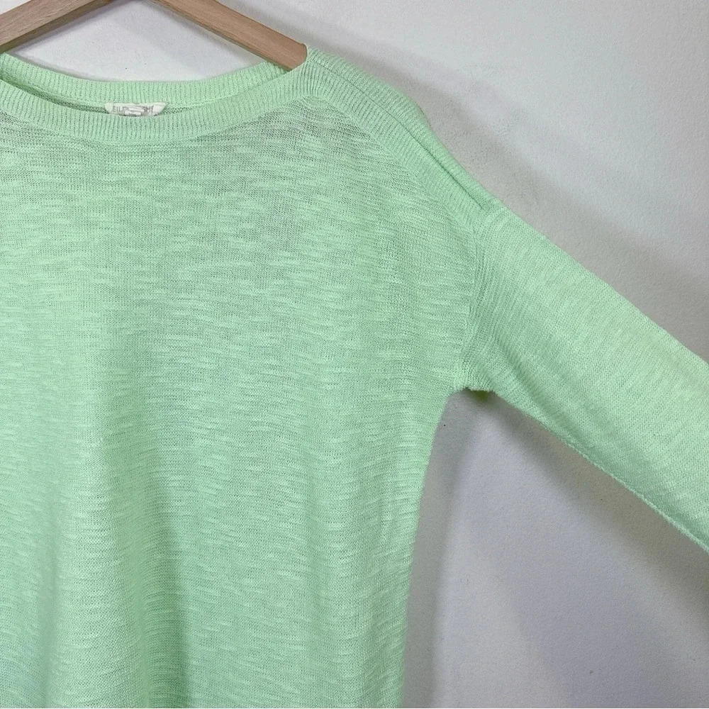 Eileen Fisher Womens Size Petite Medium Green Organic Linen Long Sleeve Top - Picture 6 of 14